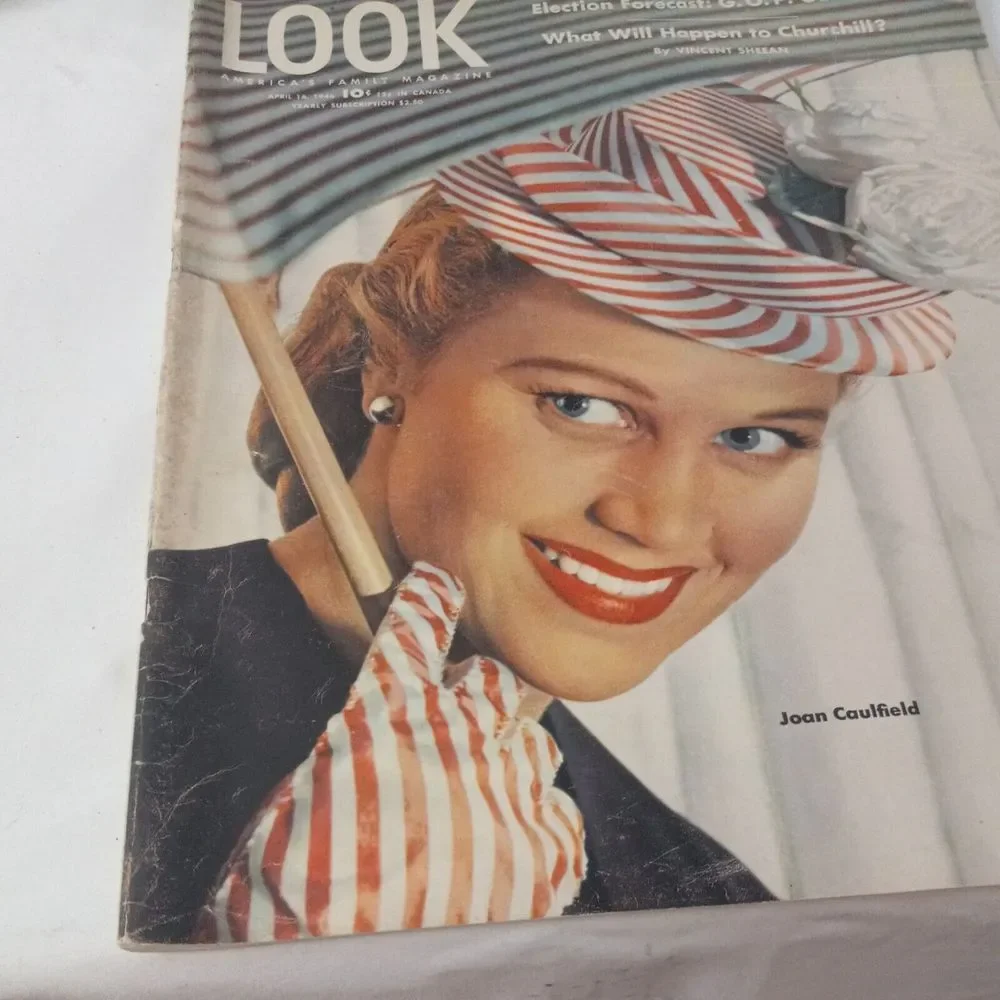 LOOK MAGAZINE APRIL 16‎ 1946 JOAN CAUFIELD  WINSTON CURCHILL ADVERTISING ARTICLE